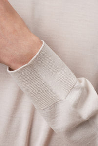 Beige Merino Wool Crewneck Sweater