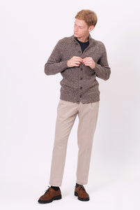 Brown Buttoned Cashmere Wool Cardigan