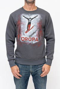 Oropa Skier Fantasy Dark Gray Sweatshirt hand painted