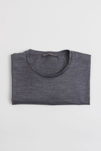 T-shirt manica lunga in lana Merino Grigio Melange