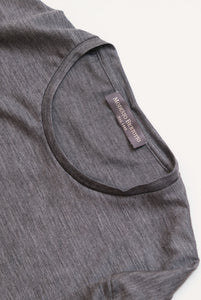 T-shirt manica lunga in lana Merino Grigio Melange