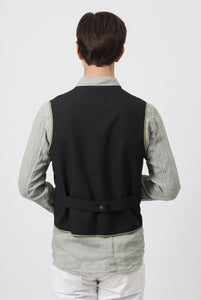 Military Green Quilted Vest with back in Anthracite Wool