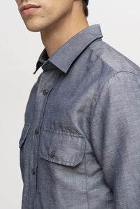 Overshirt in Cotone Lino Blu