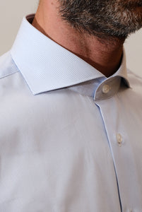 Camicia Regular Fit Riga Fine Azzurra Collo Francese