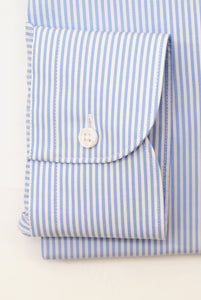 Regular Fit Blue Stripe Shirt French Collar