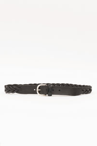Woven Dark Brown Leather Belt
