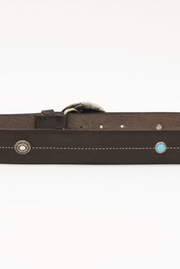 Leather belt with buckle and Turquoise Stones