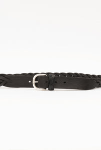 Woven Dark Brown Leather Belt