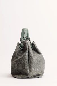 Marta maxi bag in woven print leather "sage green"