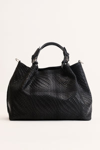 Marta maxi bag in woven leather Black