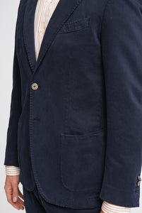 Jacke mit zwei Knöpfen aus blauer Stretch-Baumwolle