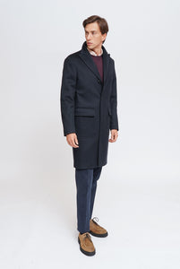Cappotto Monopetto in Lana Navy