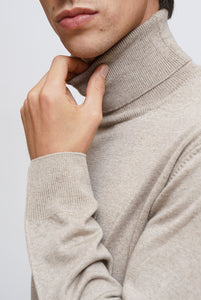 Turtleneck Sweater in Beige Merino Wool