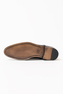 Scarpa derby in vitello spazzolato lucido blu