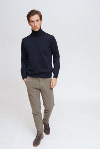 Turtleneck Sweater in Navy Merino Wool