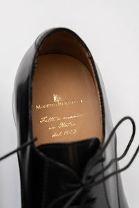 Scarpa derby in vitello spazzolato lucido blu