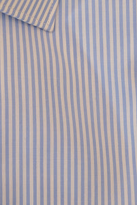 Slim Fit Blue Stripe Shirt French Collar