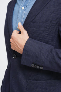 Unlined Jersey Blazer in Navy Wool Blend
