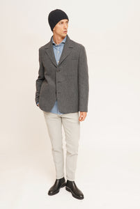 Unlined Jacket in Melange Gray Wool cloth