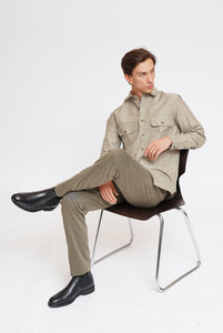Beige Cotton Linen Overshirt