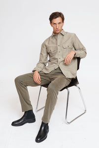 Beige Cotton Linen Overshirt