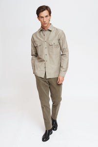 Beige Cotton Linen Overshirt