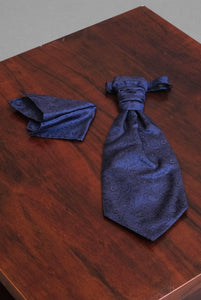 Plastron seta damascato blu navy