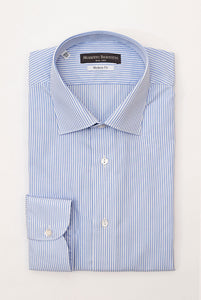 Regular Fit Blue Stripe Shirt with Italian Collar
