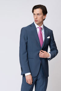 Single-breasted suit in moher wool, Powder Blue classic lapels