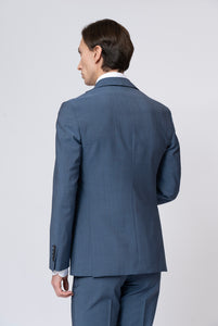 Einreihiger Anzug aus Moherwolle, klassisches Revers in Puderblau