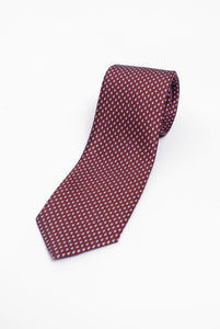 Cravatta 7 pieghe Errico Formicola in seta micro fantasia borduaux e bianco