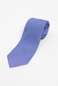 Errico Formicola 7-fache Krawatte aus Seide mit Mikromuster in Electric Blue und Pink