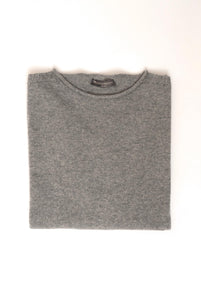 Maglia monotaglia in cashmere grigio chiaro melange