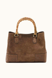 Betty bag in Suede with Tobacco bamboo handles