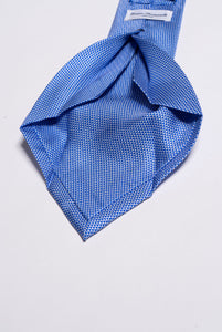 Cravatta 7 pieghe Errico Formicola in seta micro fantasia Blu Royal e Bianco