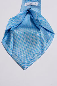 Cravatta 7 pieghe Errico Formicola in seta micro fantasia azzurro e bianco