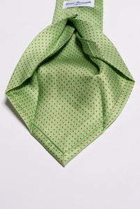 Errico Formicola 7-fache Krawatte aus mikrogemusterter Seide in Grün und Rot