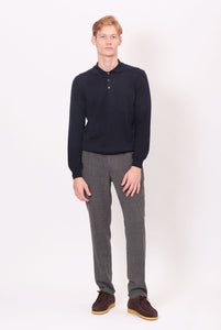 Polo in Lana Merino Manica Lunga Navy