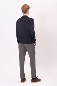Polo in Lana Merino Manica Lunga Navy