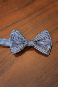 Blue avio jacquard micro patterned silk bow tie