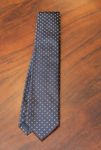 Marineblaue Piquet-Krawatte aus Mikrojaquardseide