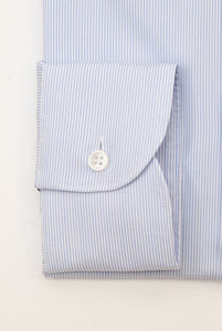 Slim Fit Fine Line Light Blue Shirt French Collar