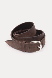 Suede belt with vintage dark brown treatment