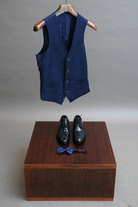 Gilet mono petto in lana blu