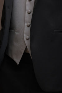 Gilet monopetto in seta perla