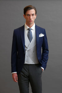 Giacca Mezzo thight rever a lancia mono petto blu