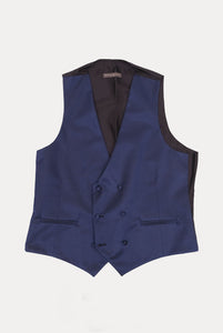 Gilet doppiopetto blu avio con bottoni coperti