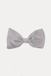 Pearl gray silk satin bow tie