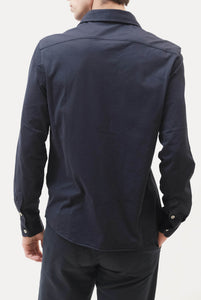 Polo camicia in cotone navy