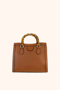 Medium Laura leather bag with leather bamboo handles